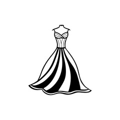 evening dress line art on white background 
