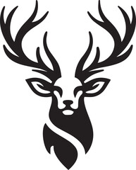 Tribal-Style Deer Head Vector Illustration in Black and White

