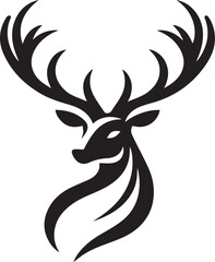 Tribal-Style Deer Head Vector Illustration in Black and White

