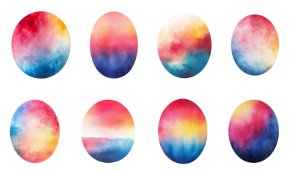 Soft Watercolor Gradient in an Oval Shape with Pastel Tones set 