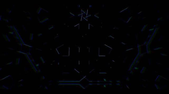 A kaleidoscope of blue microcircuit lines hovering in the outgoing and approaching