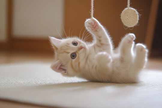 Cute pretty kity playing outdoor.