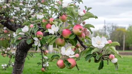 Apple tree in full bloom.