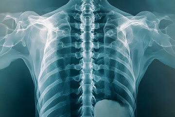 High-Resolution Radiographic X-ray Showcasing Human Chest Anatomy with Clear Pulmonary and Cardiac Structures