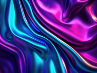 Fototapeta premium Colorful Satin Fabric Texture with Shiny Waves in Purple and Blue Hues