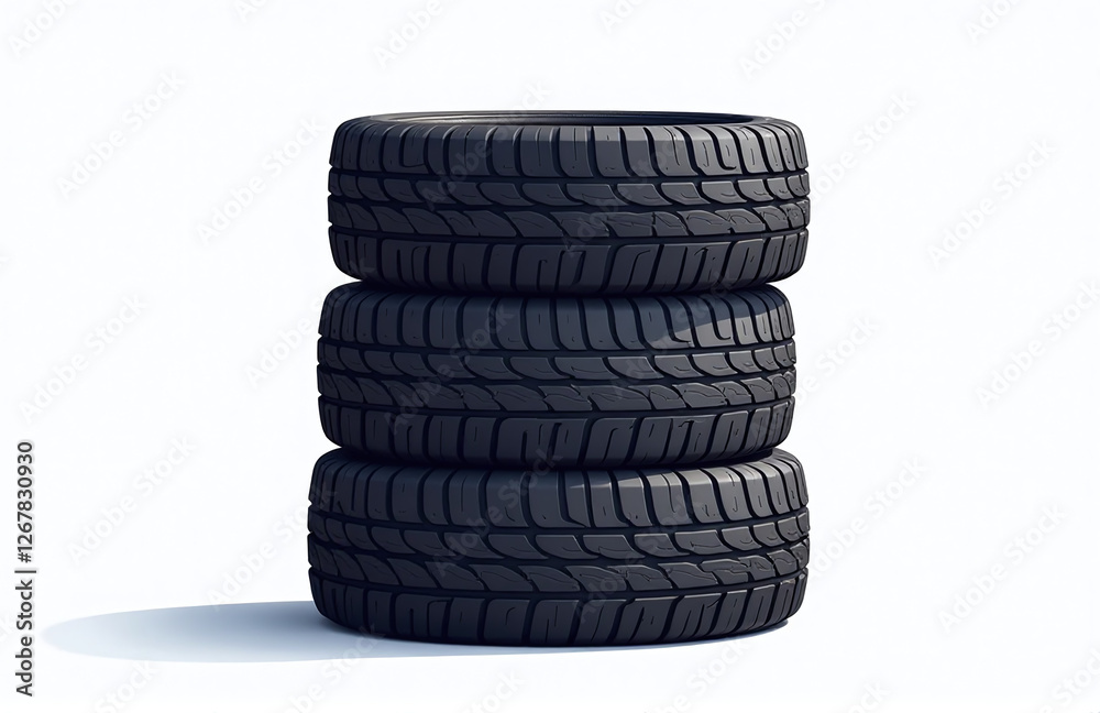 Aufkleber Isolated Stack Of Tires On A Pure White Background With Transparent Edges Available As A Png File For Graphic Use. 00002