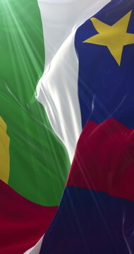 Flag of the Central African Republic. 4K Vertical. Loop