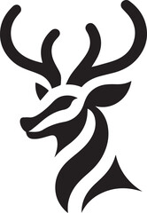 Tribal-Style Deer Head Vector Illustration in Black and White

