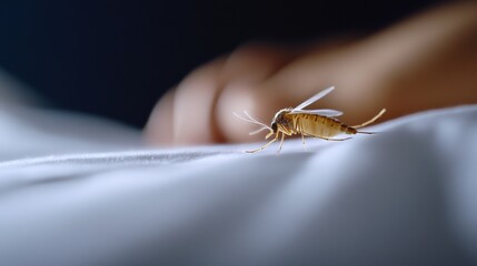 Obraz premium Drain Fly on White Fabric