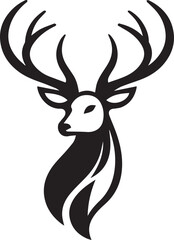 Tribal-Style Deer Head Vector Illustration in Black and White

