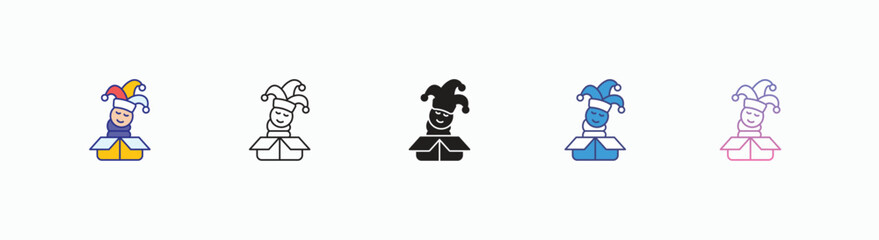 Joke box icons set in different style vector stock