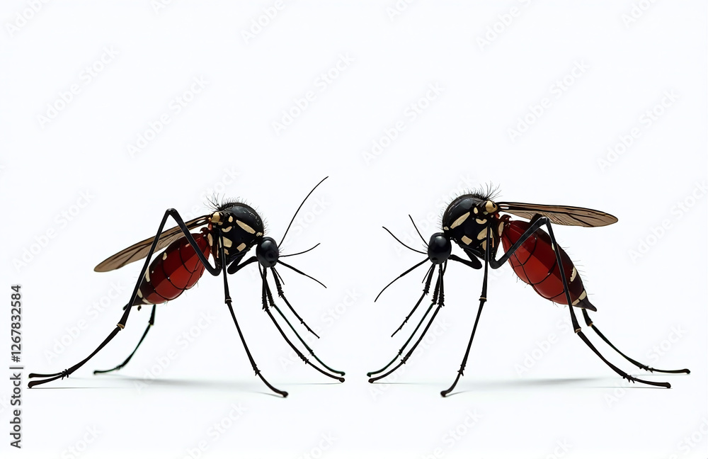 Poster mosquitoes stand isolated in a simple design with a white background, depicted as a single png image