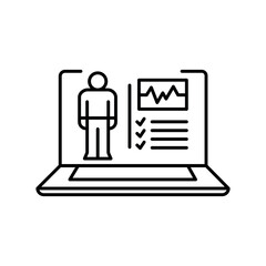 Electronic medical records black line icon.