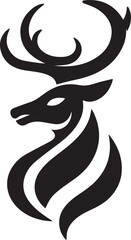 Tribal-Style Deer Head Vector Illustration in Black and White

