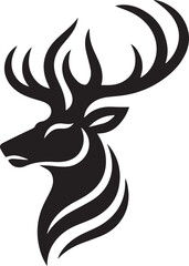 Tribal-Style Deer Head Vector Illustration in Black and White

