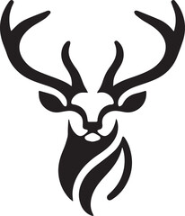 Tribal-Style Deer Head Vector Illustration in Black and White

