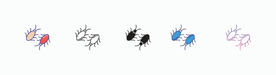 Cockroach icons set in different style vector stock