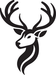 Tribal-Style Deer Head Vector Illustration in Black and White

