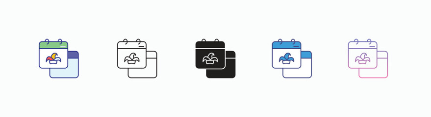 April fool Day icons set in different style vector stock