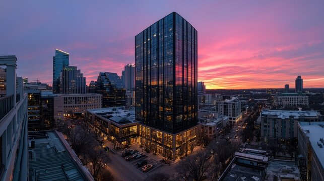 Austin Skyline Skyscraper Sunset Cityscape