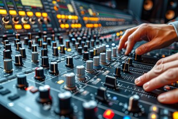 Dj mixing music on the console  crafting beats and energizing the crowd with skill