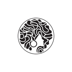 Beautiful curly hair design representing natural beauty, volume, and elegance. Perfect for salons, hair care brands, and beauty businesses. Available in high-quality vector format.

