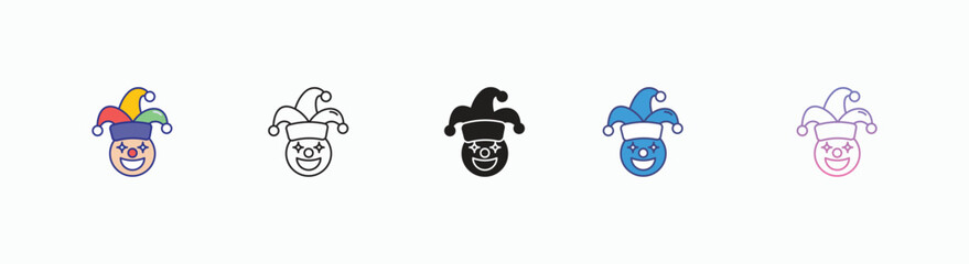 Clown smile icons set in different style vector stock