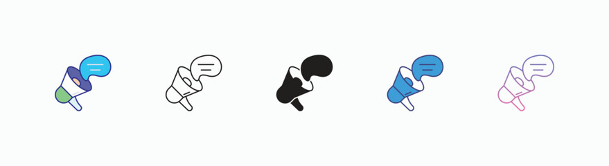 Megaphone icons set in different style vector stock