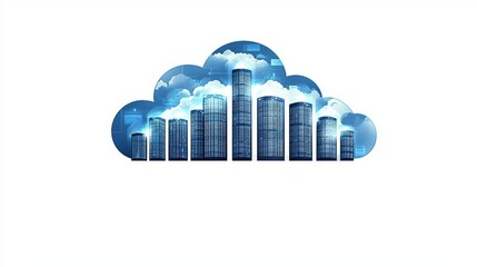 Fototapeta premium Digital cloud symbol representing storage, servers, and network integration.