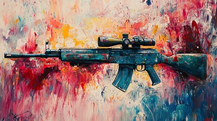 Abstract Rifle Painting: War, Conflict, and Violence