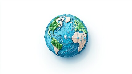 Fototapeta premium A vivid globe illustrating our planet's diverse landscapes and oceans.