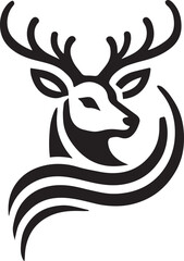 Tribal-Style Deer Head Vector Illustration in Black and White

