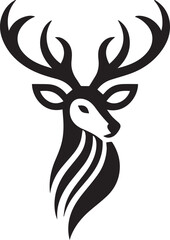 Tribal-Style Deer Head Vector Illustration in Black and White

