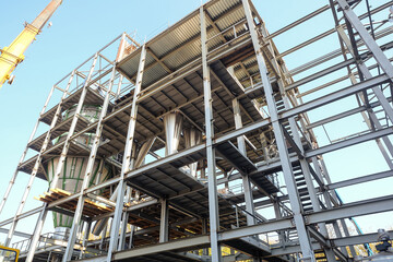 Construction of a production building workshop. Structure of workshop with drying plant.