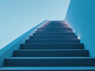 stairway to heaven: modern blue staircase with illuminated steps