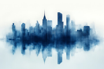 Naklejka premium corporate business background with clean city like buildings looking through watercolor