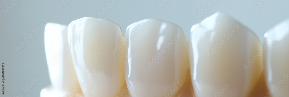 Poster close up view of teeth showcasing effective whitening results before and after treatment. generative