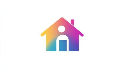 Abstract gradient home icon, simple design, digital illustration