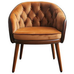 Luxurious Tufted Velvet Armchair with Wooden Legs