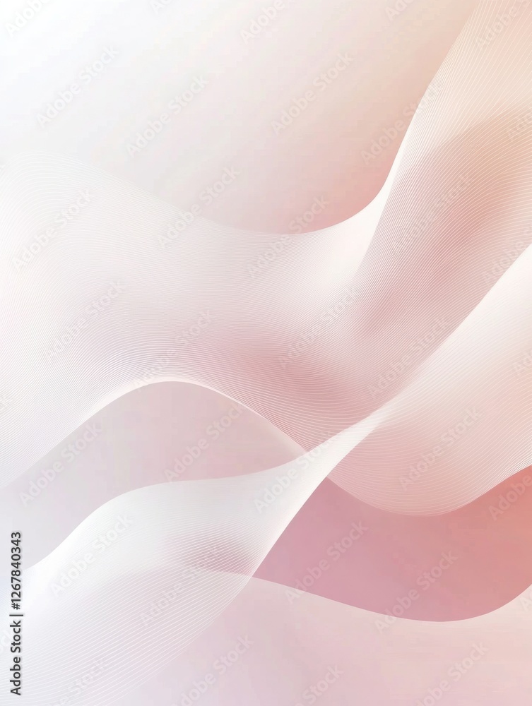 Poster Soft undulating waves in pale hues create a calming abstract background for creative projects and designs. Generative AI