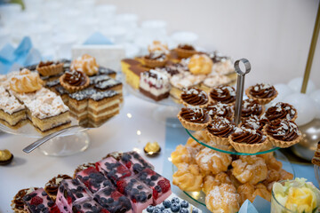 A Beautiful Array of Assorted Pastries and Exquisite Desserts on a Stunning Elegant Display