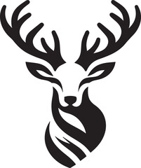 Tribal-Style Deer Head Vector Illustration in Black and White

