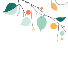 cartoon branch with leaves decorative vector ornament wizh white area for insertion