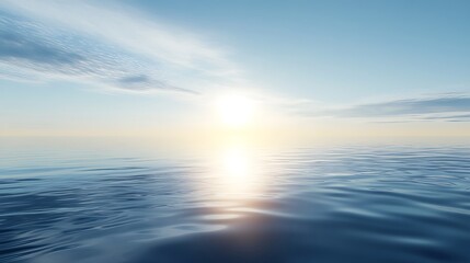 Serene Ocean Sunset Calm Water Sky Clouds