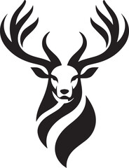 Naklejka premium Tribal-Style Deer Head Vector Illustration in Black and White