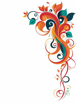 floral art nouveau swirl tendril pattern decorative vector element with white area for insertation