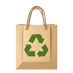 Eco-Friendly Paper Shopping Bag with Green Recycling Symbol