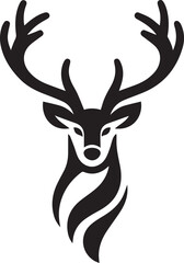 Tribal-Style Deer Head Vector Illustration in Black and White

