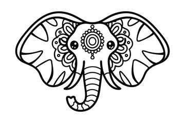 Line art design of an elephant head with mandala vector illustration.eps