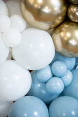 Stunning and Elegant Balloon Decor Featuring Beautiful White and Blue Tones for Parties and Events